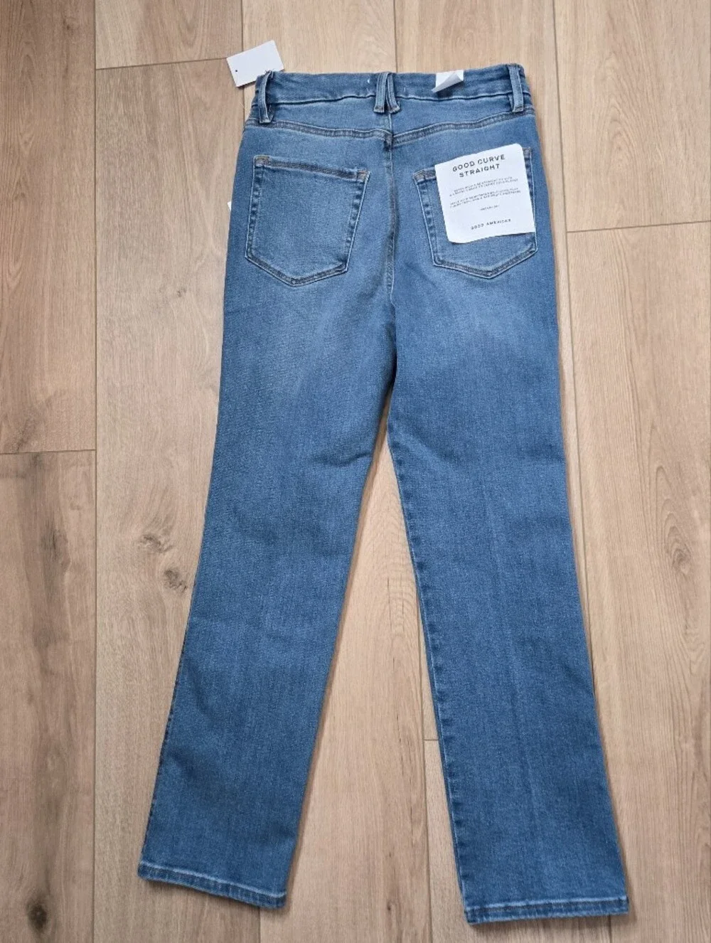 Good American Good Curve Straight Leg Jeans Indigo268 Blue Stretch NWT 4/27